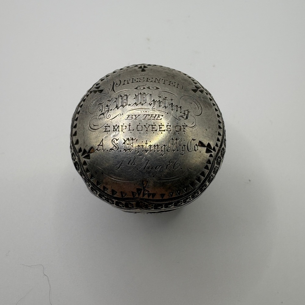 Antique 1886 Sterling Silver Cane Topper Repousse A.S. Whiting Mfg Co 57.7g